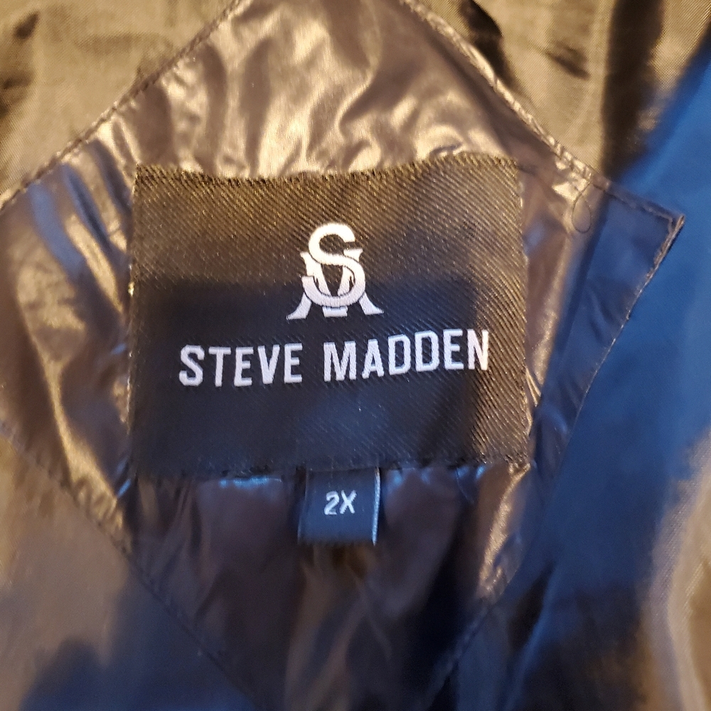 Steve Madden parka, black with faux fur hood, 2xl. Barely worn!